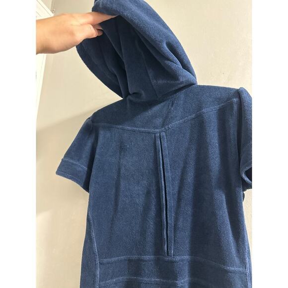 🔴Juicy Couture‎ navy terry cloth short sleeve hoodie size Small y2k - Picture 10 of 10